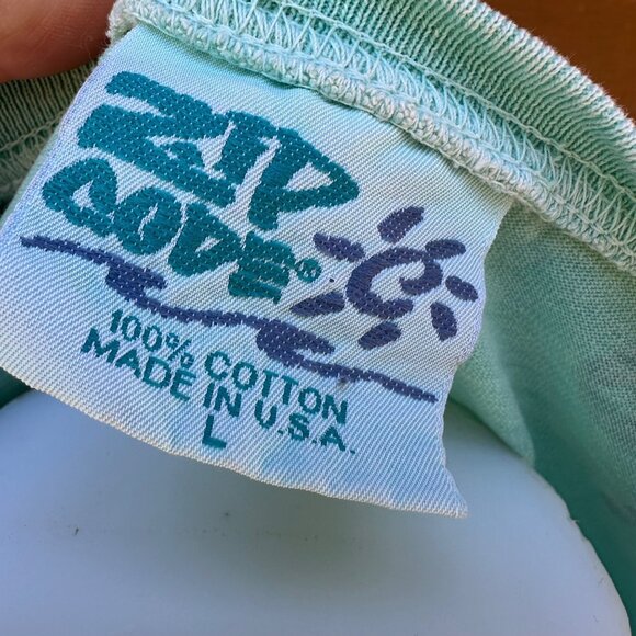 Vintage Zip Code Teal Purple Butterfly USA Muscle Tank Top Size L - Picture 2 of 9